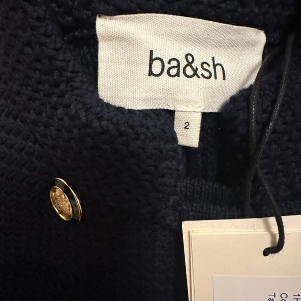 NWT Ba&sh Louman Long Sleeve Cardigan Jacket in Marine Navy Blue | size 2 / M - Picture 10 of 15